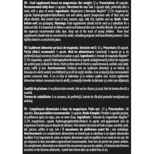 Magtein® Magnesium L-Threonate - 60 Capsule vegetale Magtein® Magnesium L-Threonate - 60 Capsule vegetale