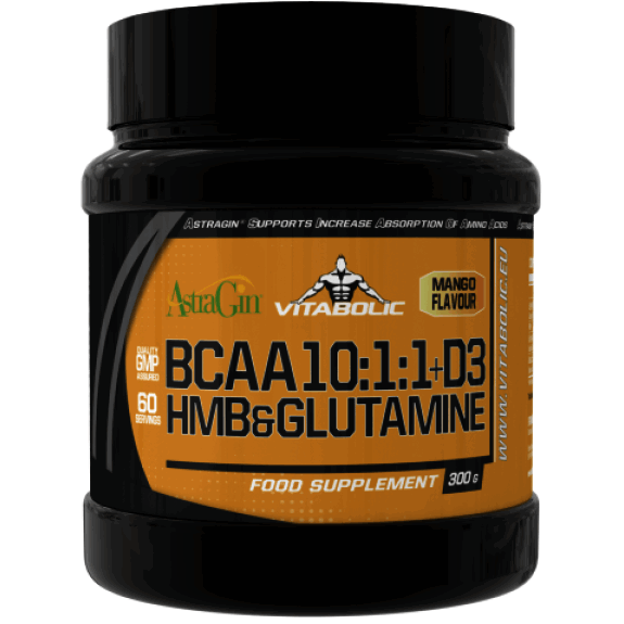 BCAA 10:1:1 cu HMB, Glutamină și Vitamina D3, Vitabolic – 300 g