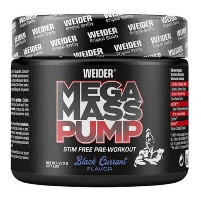 MEGA MASS Pump Pre-Workout, Fara Caffeine - 270g