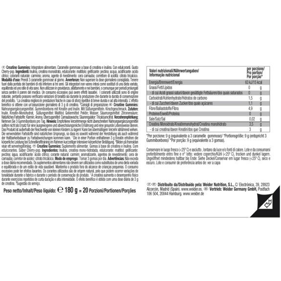 Premium Creatine Gummies, Creapure, Weider - 60 Jeleri Premium Creatine Gummies, Creapure, Weider - 60 Jeleri