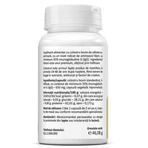Colostrum 650mg - 60 Capsule Colostrum 650mg, Zenyth - 60 Capsule
