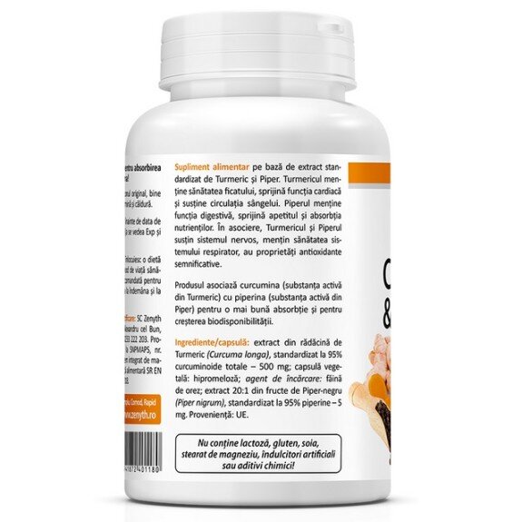 Zenyth, Pachet Promo: Curcumin & Piperine 500mg - 60 Capsule + 30 Capsule