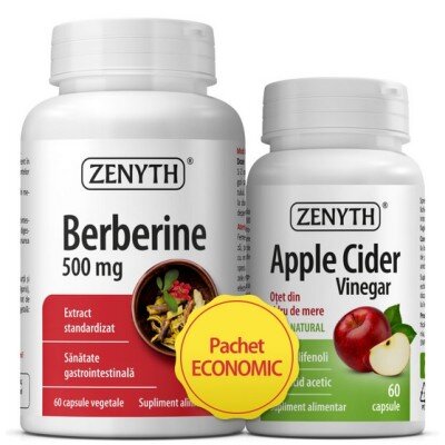 Pachet Promo: Berberine 500mg & Apple Cider Vinegar - 60 + 60 Capsule vegetale Pachet Promo: Berberine 500mg & Apple Cider Vinegar - 60 + 60 Capsule vegetale