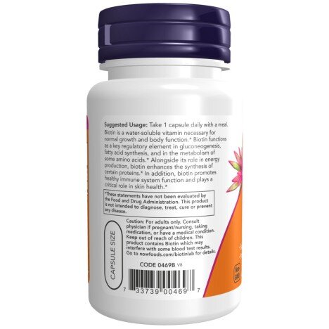 Biotina 1000 mcg – 100 Capsule vegetale – NOW Foods NOW Foods, Biotina 1000 mcg – 100 Capsule vegetale