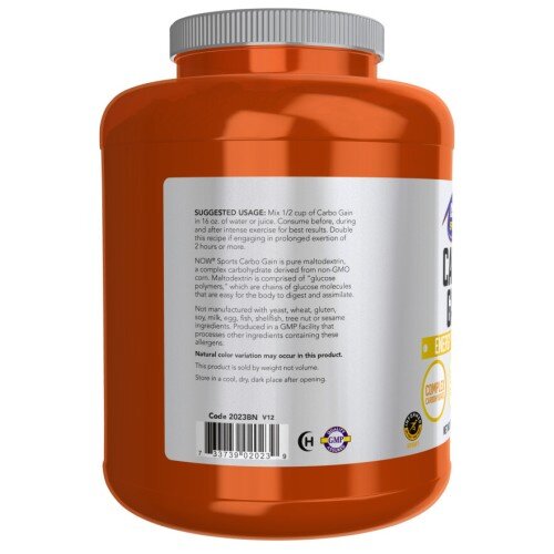 NOW Foods, Carbo Gain - 3.6kg NOW Foods, Carbo Gain, pentru pentru creșterea performanței fizice și refacerea rapidă a glicogenului