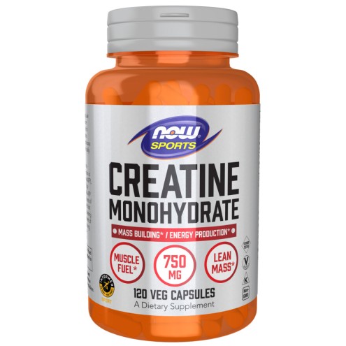 NOW Foods, Creatina Monohidrata 750 mg - 120 Capsule vegetale NOW Foods, Creatina Monohidrata 750mg, pentru pentru creșterea masei musculare și îmbunătățirea performanței fizice