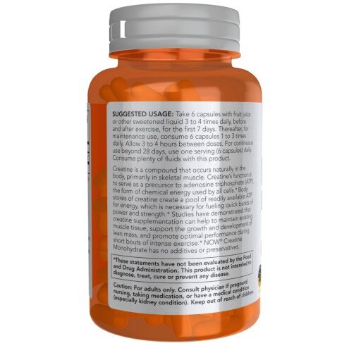 NOW Foods, Creatină Monohidrat Micronizată, pentru pentru creșterea masei musculare și performanța sportivă