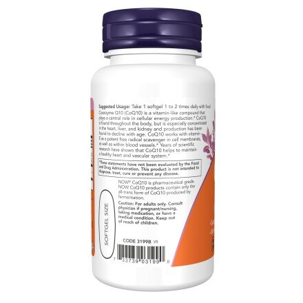 NOW Foods, Coenzima Q10 400mg - 30 Softgels NOW Foods, Coenzima Q10 400mg, pentru pentru susținerea energiei și sănătatea cardiovasculară