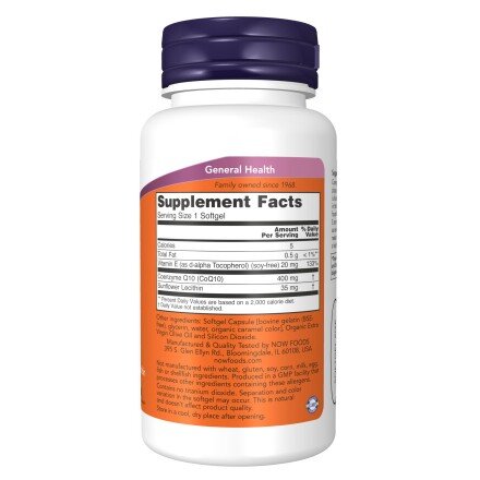 NOW Foods, Coenzima Q10 400mg - 30 Softgels NOW Foods, Coenzima Q10 400mg, pentru pentru susținerea energiei și sănătatea cardiovasculară