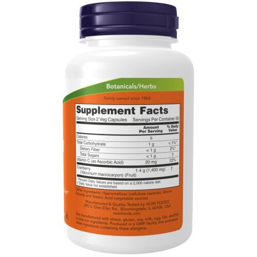 NOW Foods, Cranberry Caps – 100 Capsule vegetale NOW Foods, Cranberry Caps, pentru pentru susținerea sănătății tractului urinar și protecția vezicii urinare