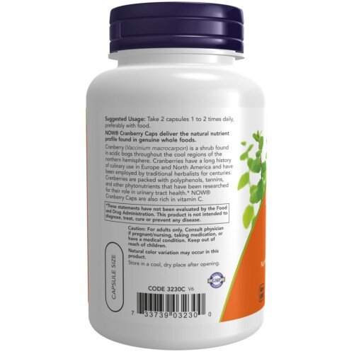 NOW Foods, Cranberry Caps – 100 Capsule vegetale NOW Foods, Cranberry Caps, pentru pentru susținerea sănătății tractului urinar și protecția vezicii urinare