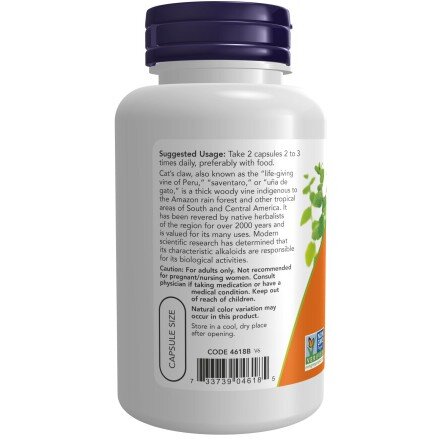 NOW Foods, Cat's Claw 500mg - 100 Capsule NOW Foods, Cat's Claw 500mg, pentru pentru susținerea sistemului imunitar și protecția antioxidantă