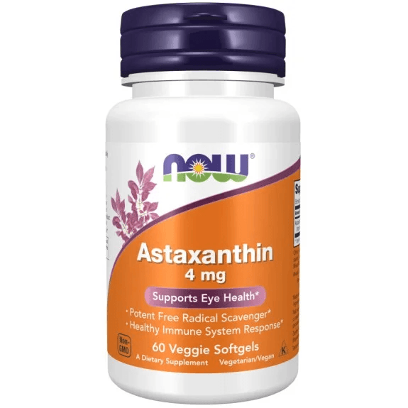 NOW Astaxantină 4mg – antioxidant pentru vară