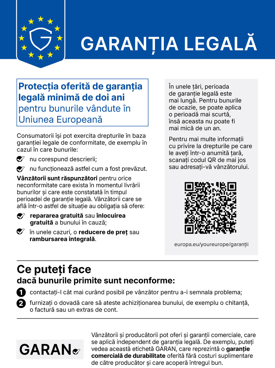 Notificare armonizată privind garanția legală de conformitate